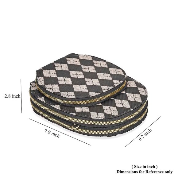 Khaki and Black Rhombus Crossbody Bag with Long Strap - Picture 4 of 4